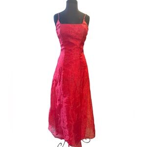 Vintage Y2K Red Glitter Corset Back Prom Dress 90s Formal Gown Size  3/4 Fairy